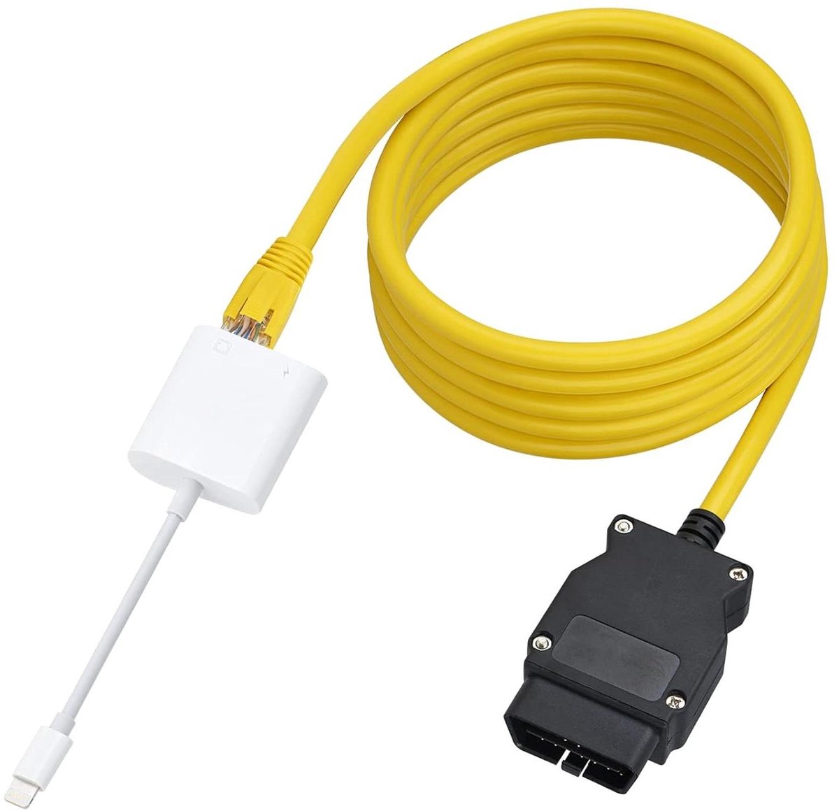 Ethernet Kabel - OBD Interface - Auto Programmeren - Plug and Play - 1 Meter - Zilver Wit