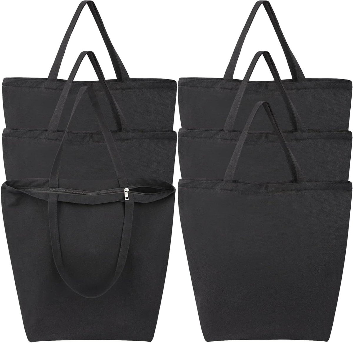 Canvas Tassen - Draagtassen Katoen - Boodschappen Doen - Met Ritssluiting - 12oz - Natuurlijk