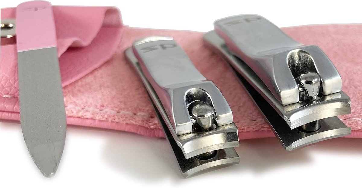 Nagelknipper set - Nagelverzorging - Manicure pedicure - Roestvrij staal - 3 delig - Roze