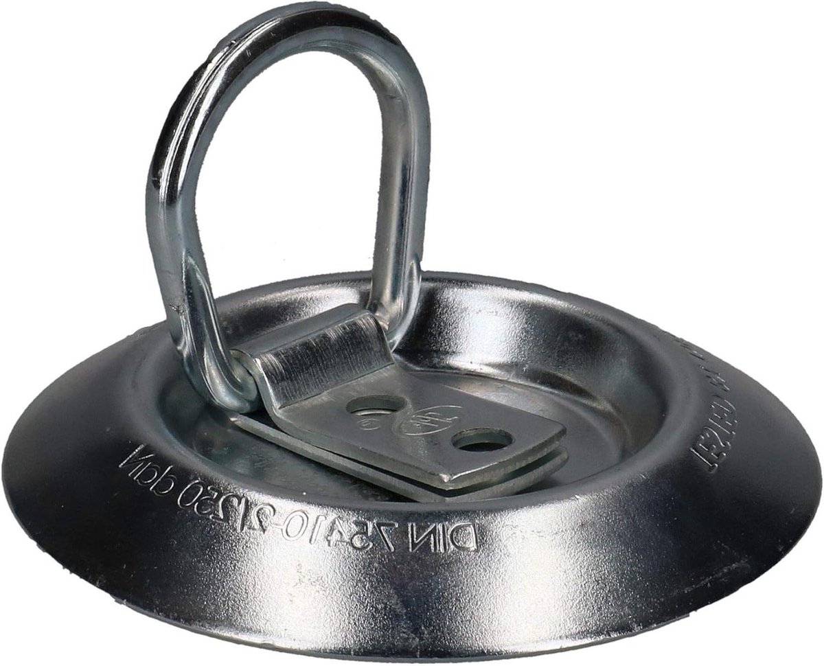 Sjorring Oog Strap - Bindpunt Ring - Lading Zekeren - Inklapbaar Ontwerp - 95mm Diameter - Zilverkleurig