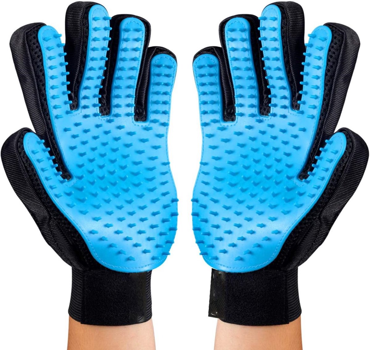TOVBMUP 1 Paar Haarrollers en Ontharingshandschoenen voor Honden - Herbruikbare Silicone Handschoen met Klittenbandsluiting - Ergonomisch 5-Vingerontwerp - Geschikt voor Ontvlooien, Baden en Masseren - 22,8x16,5cm - Plastic