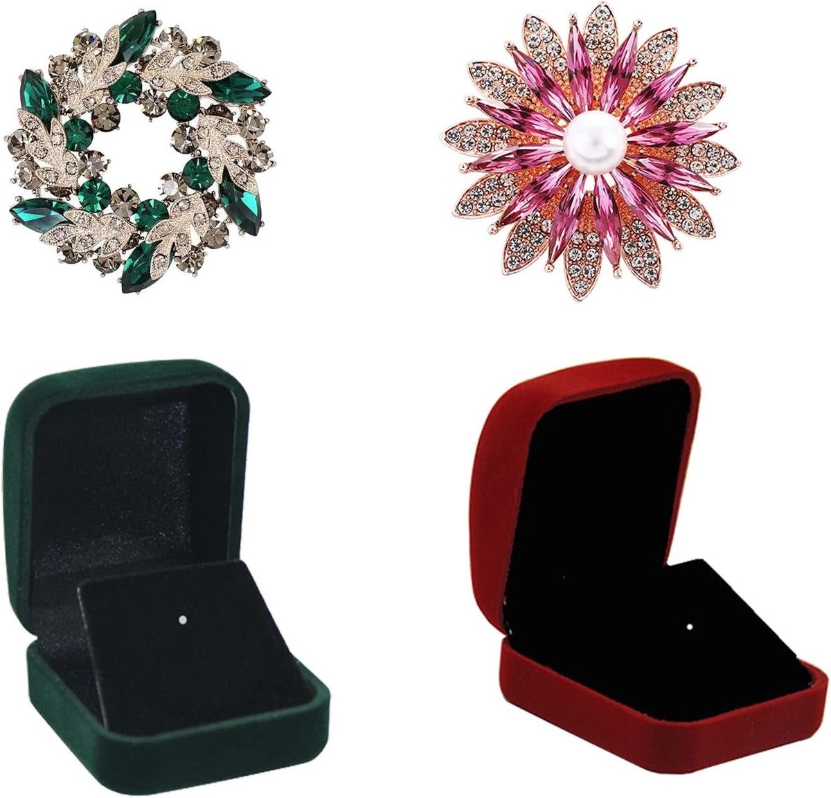 Elegante 2-delige Broche Set voor Dames, Kleurvolle Kristallen Speld voor Kledingdecoratie, Perfect als Verjaardagscadeau en voor Feestelijke Gelegenheden