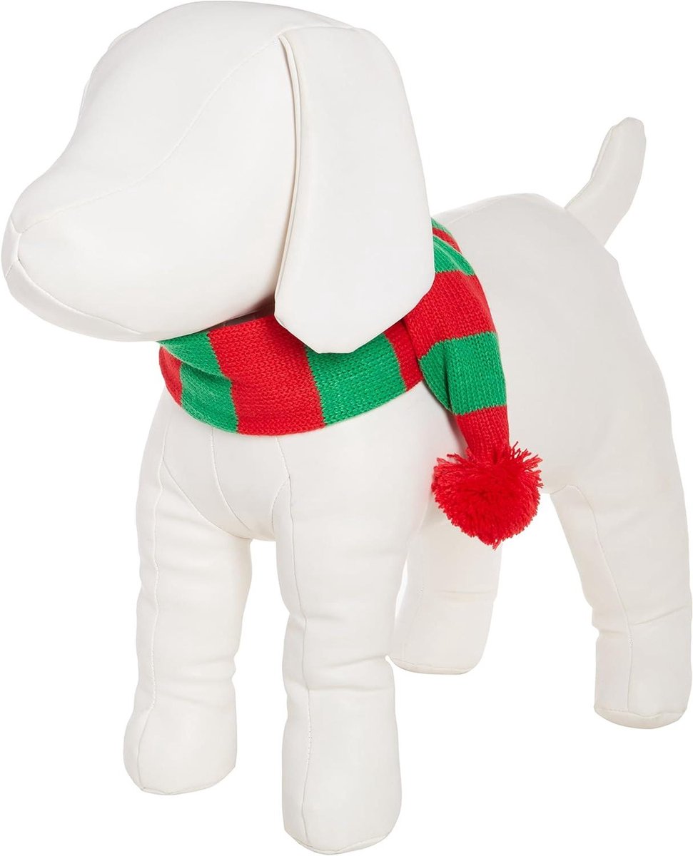 Huisdier Kerst Sjaal - Honden Katten Accessoire - Vier Feestdagen - Gestreept Patroon - Medium - Rood Groen
