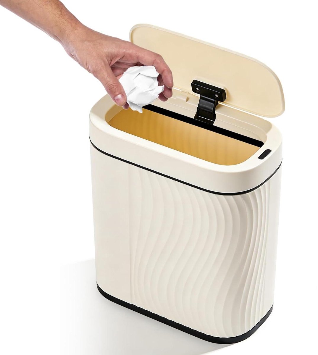 Prullenbak met Sensor - Afvalemmer Automatisch - Hygiënisch Afval Beheren - Zonder Aanraken Openen - 8 Liter - Wit Zwart