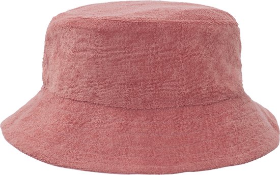 Roze badstof zonnehoed met brede rand.