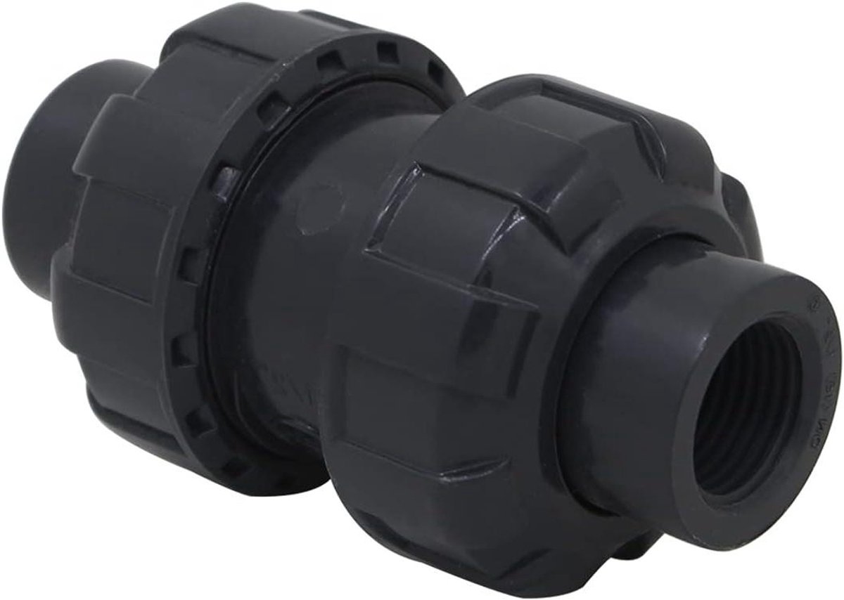Terugslagklep Dubbele Wartel - Keerklep Water - Leidingwater Sturen - PVC Schroefdraad - 1 Inch - Grijs