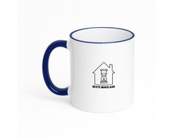 Hacebo® - Beste Makelaar koffiebeker met gekleurde rand donker blauw - Makelaar - cadeau makelaar - thee mok - koffie beker - Leuk cadeau voor je Makelaar om te geven - verjaardag makelaar - bedankt voor alle hulp - koffiemok - 330 ML