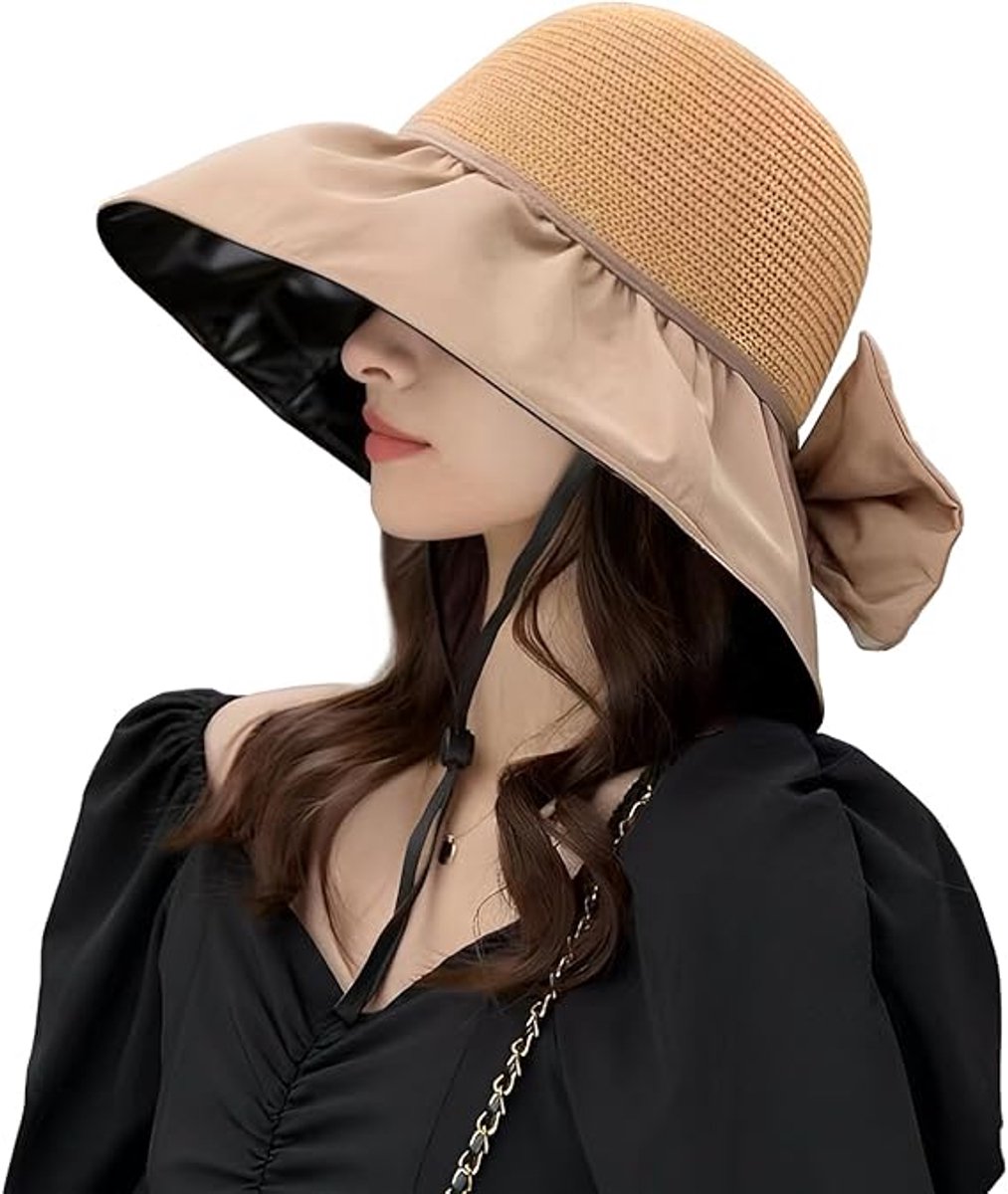 Ulisem - Zonnehoed - Dames Opvouwbare Zomerhoed - UPF 50+ - 12 cm Brede Rand - Verstelbare Kinband - Lichtgewicht en Draagbaar - Voor Strand en Wandelen - Met Striksluiting