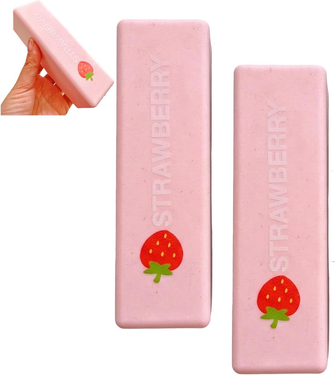 2 Stuks Slow-Rising Aardbei-Squishy, Squishy-stressbal, Fidget-speelgoed voor verlichting bij ADHD en angst, Aardbei-roomstaaf-squishy, Zachtroze geurend stressspeelgoed