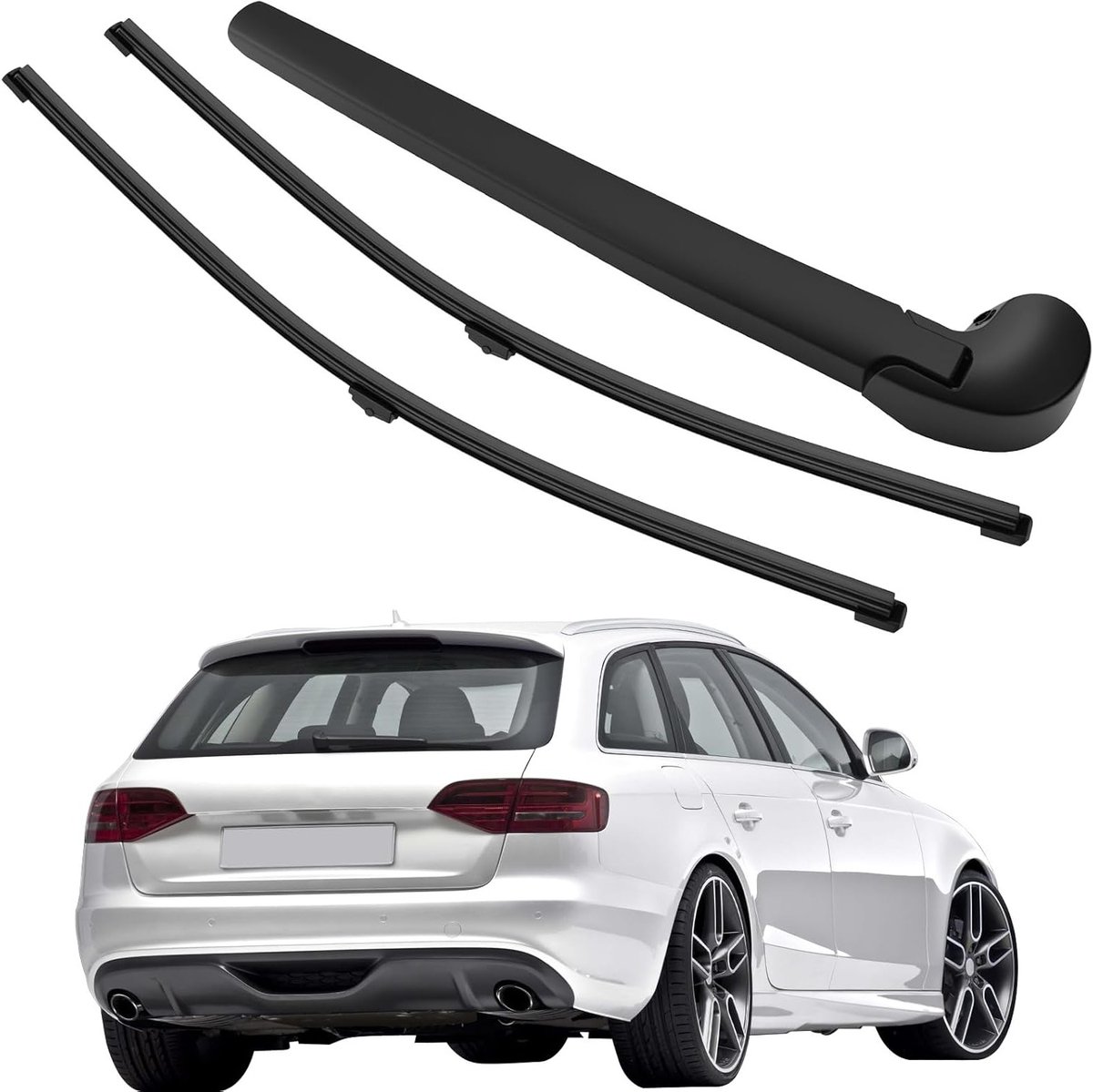 Achterruitwisser Set voor Audi A4 B8 (2008-2013) | 2 Stuks Achterwisser en 1 Achterwisserarm Vervangingsset voor Auto Wisserbladen en Wisserarmen