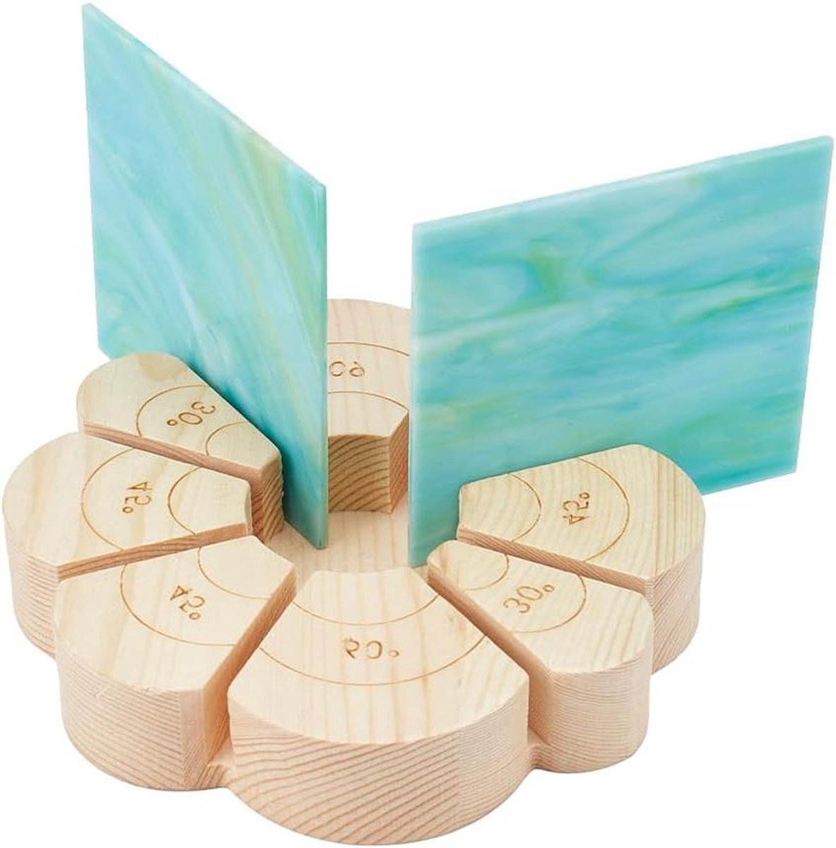 Houten Hoekgereedschap - Glas Uitlijner - Nauwkeurig Glaswerk - Instelbaar 30-180 Graden - 16cm Diameter - Houtkleur