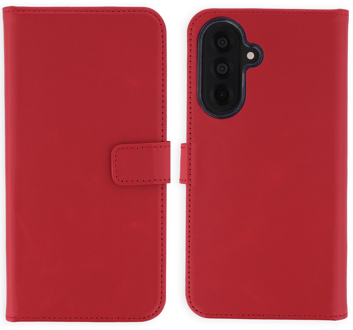 Selencia Hoesje - Geschikt voor Samsung Galaxy A37 (5G) - Echt Lederen Bookcase - Rood