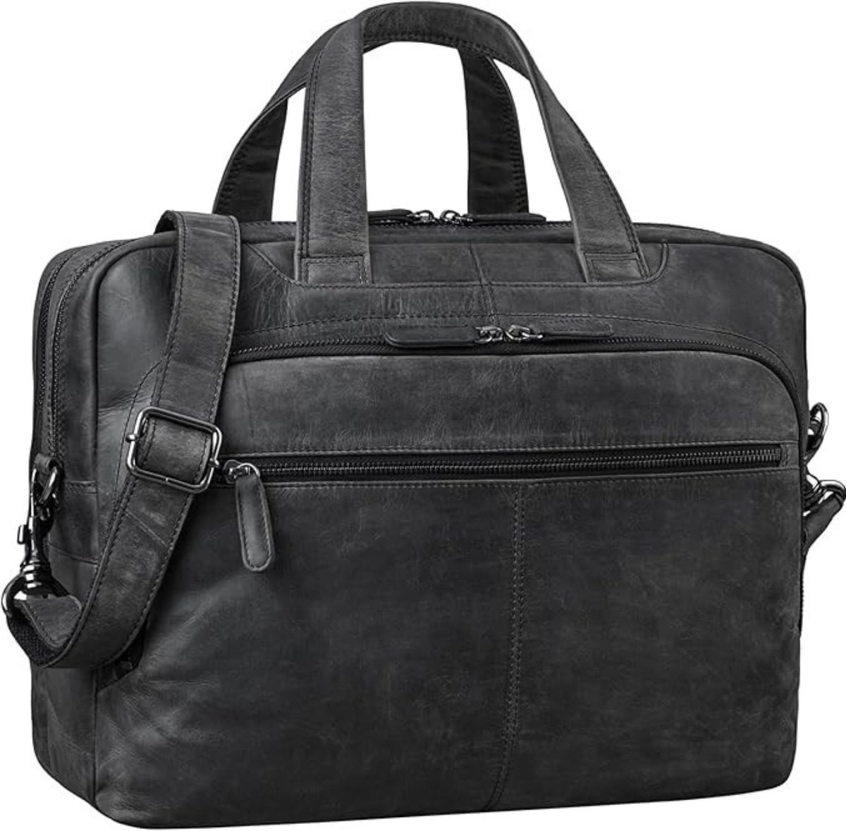 Leren Laptoptas - Laptoptas - Leren Tas - Luxe Leren Laptoptas - Werktas - Schoudertas - Business Tas - Leren Business Tas - 15.6 inch - Grijs - van Imperatoris