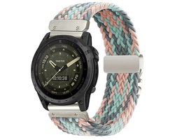 By Qubix - Geschikt voor Garmin bandje - 22mm Quickfit - Braided nylon band met parachute sluiting - Multicolor Pastel - Geschikt voor Garmin Forerunner 745 / 935 / 945 / 955 / 965