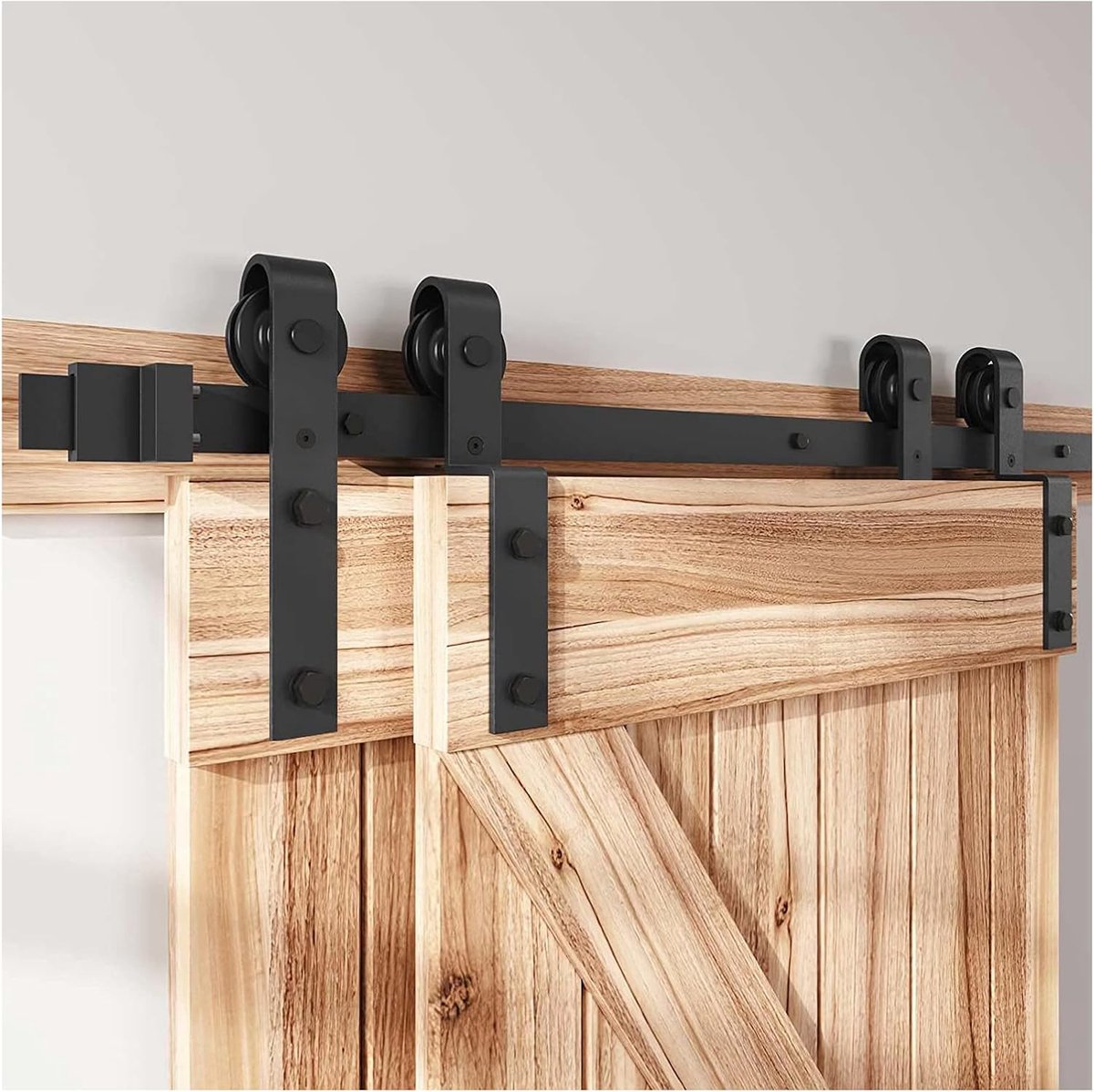 Schuifdeur Hardware Kit - Schuurdeur Spoor Set - Interieur Deuren Gebruiken - Hoogwaardig Koolstofstaal - 244 cm - Zwart