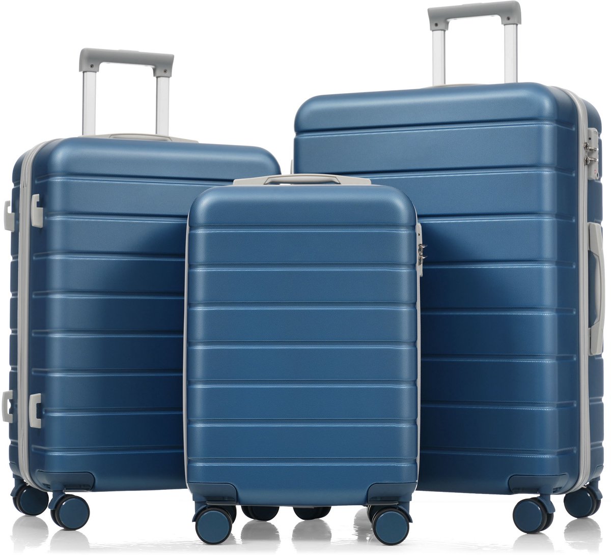 3-delige Kofferset - M / L / XL - 360° Wielen - ABS kofferset – TSA-slot - Blauw