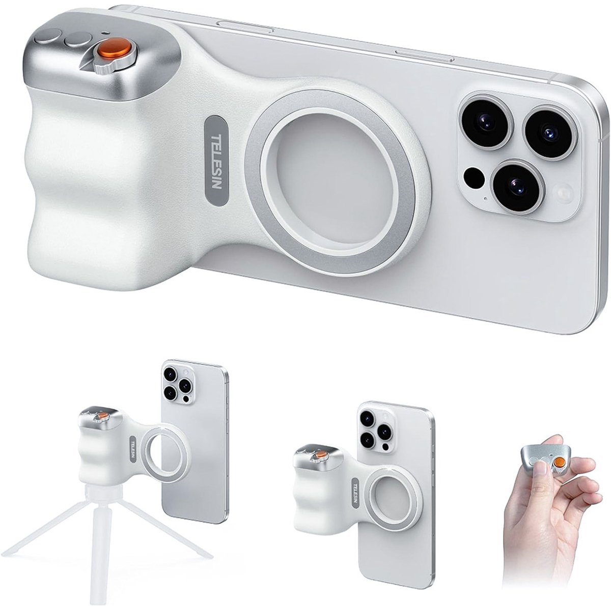 Magnetic Grip Cameragreep - Bluetooth - Telefoon Grip - Wit