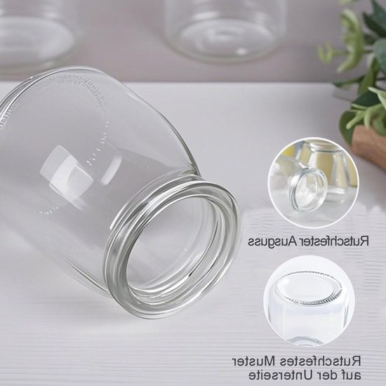 Set van 6 glazen yoghurtpotjes van 100ml met deksel, ideaal voor pudding, desserts en snacks — afbeelding 3