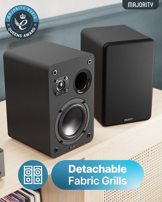 Majority D70X Passive Bookshelf Speakers - 60W RMS - Stereo - Ingebouwde Woofer en Tweeter - Zwart van Majority — afbeelding 4