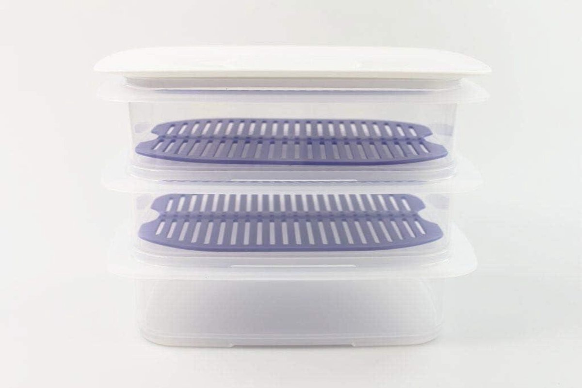 Voedselcontainer Set - Verse Opslag - Keuken Organisatie - Met Ventilatie - 3x 1.5 Liter - Paars