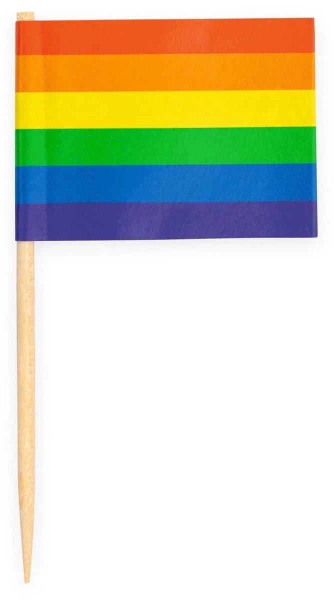 Go Go Gadget - Cocktailprikkers - Vlag prikker - 1 set van 50 stuks - 6,5cm - Regenboog Vlag