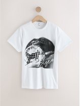 Next - Dames - Oversized T-shirt met hoog katoenpercentage en disco-balprint - Wit