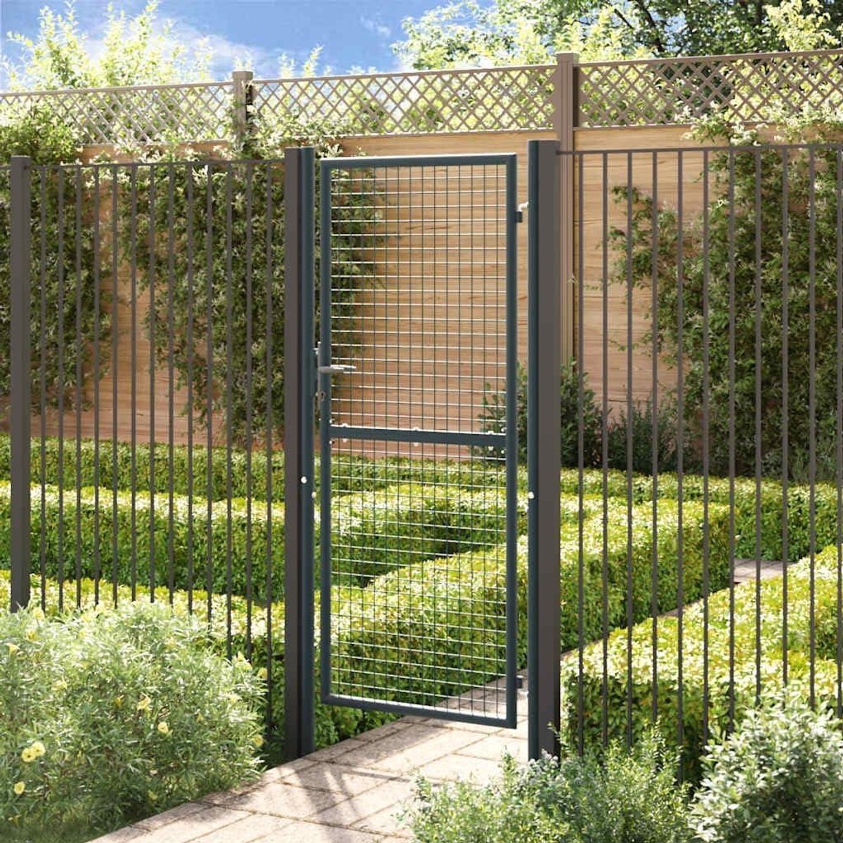 Tuinpoort Verzinkt Staal - Metalen Poort Hek - Toegang Afsluiten - Roestvrij Gepoedercoat 