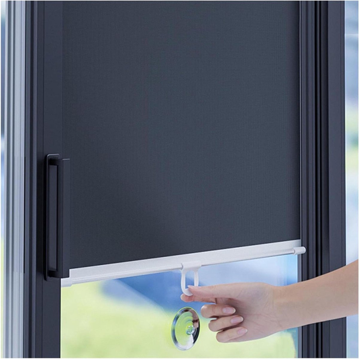 Verduisterend Rolgordijn - Zuignap Gordijn Raambekleding - Privacy Creëren - Zonder Boren - 30x125cm - Zwart