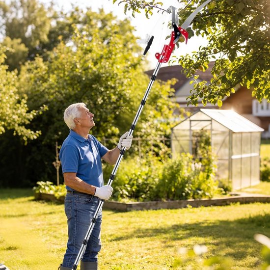Telescopische takkenzaag - Takkenschaar boomzaag - Hoge takken snoeien - 2-in-1 functie - 82-410 cm - Zilver — afbeelding 4