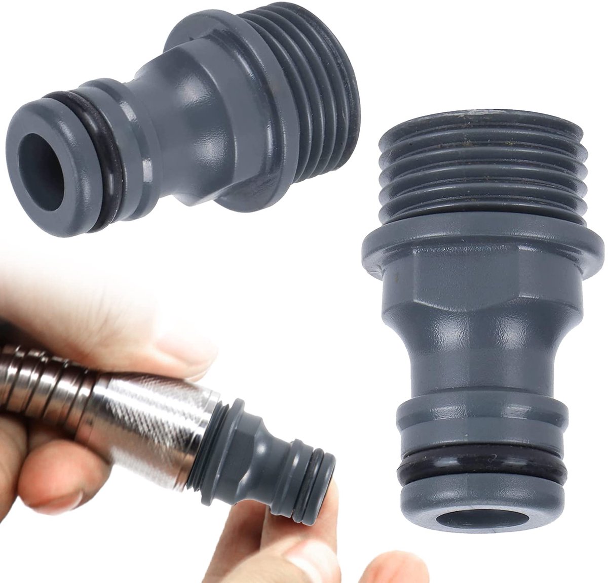 carmdering - Slangaansluiting - Kraanadapter - Slangkoppeling - G1/2 Buitendraad - Waterdichte Afdichting - ABS-Kunststof - Corrosiebestendig - Voor Tuin En Badkamer - 2 Stuks