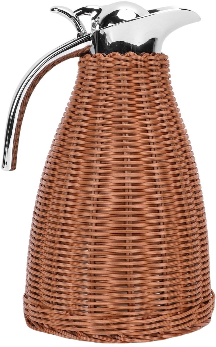 Dailygoods- Koffiekaraf met 3-laags isolatie - Roestvrij staal - Capaciteit 1,5 l - Hittebestendig - Veilig materiaal - Handgeweven design - Koffiekan