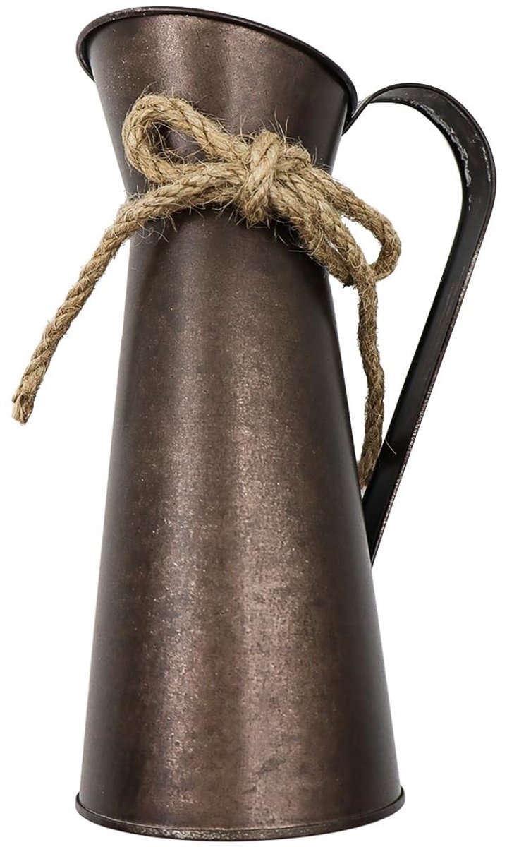 Dailygoods- Bloemenvaas 20 cm - Retro Decoratieve Vaas - Metalen Vaas - Rustieke Bloemenvaas - Droogbloemarrangementen - Hoogwaardig Gegalvaniseerd Ijzer - Bloempot