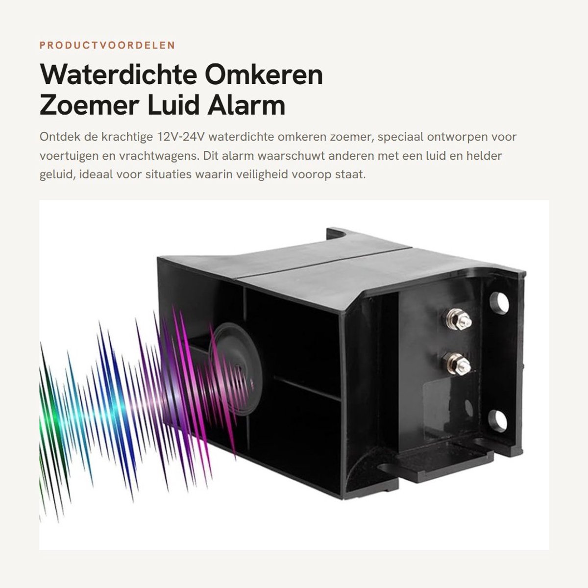 Dailygoods- Omkeerzoemer Waterdicht - 12V/24V Voertuig Alarm - ABS Materiaal - Drie Luide Spraakopties - Eenvoudige Installatie - Duurzaam - Voertuighoorng
