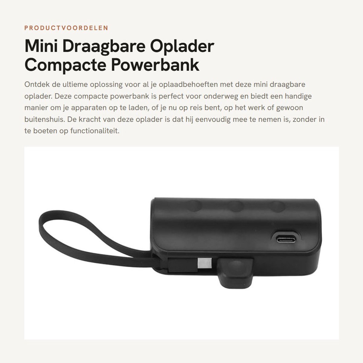 Dailygoods- Powerbank Mini Draagbare Oplader - 30000 mAh - Type C - iOS/Android Compatibel - Lichtgewicht - Slagvast ABS Materiaal – foto 6