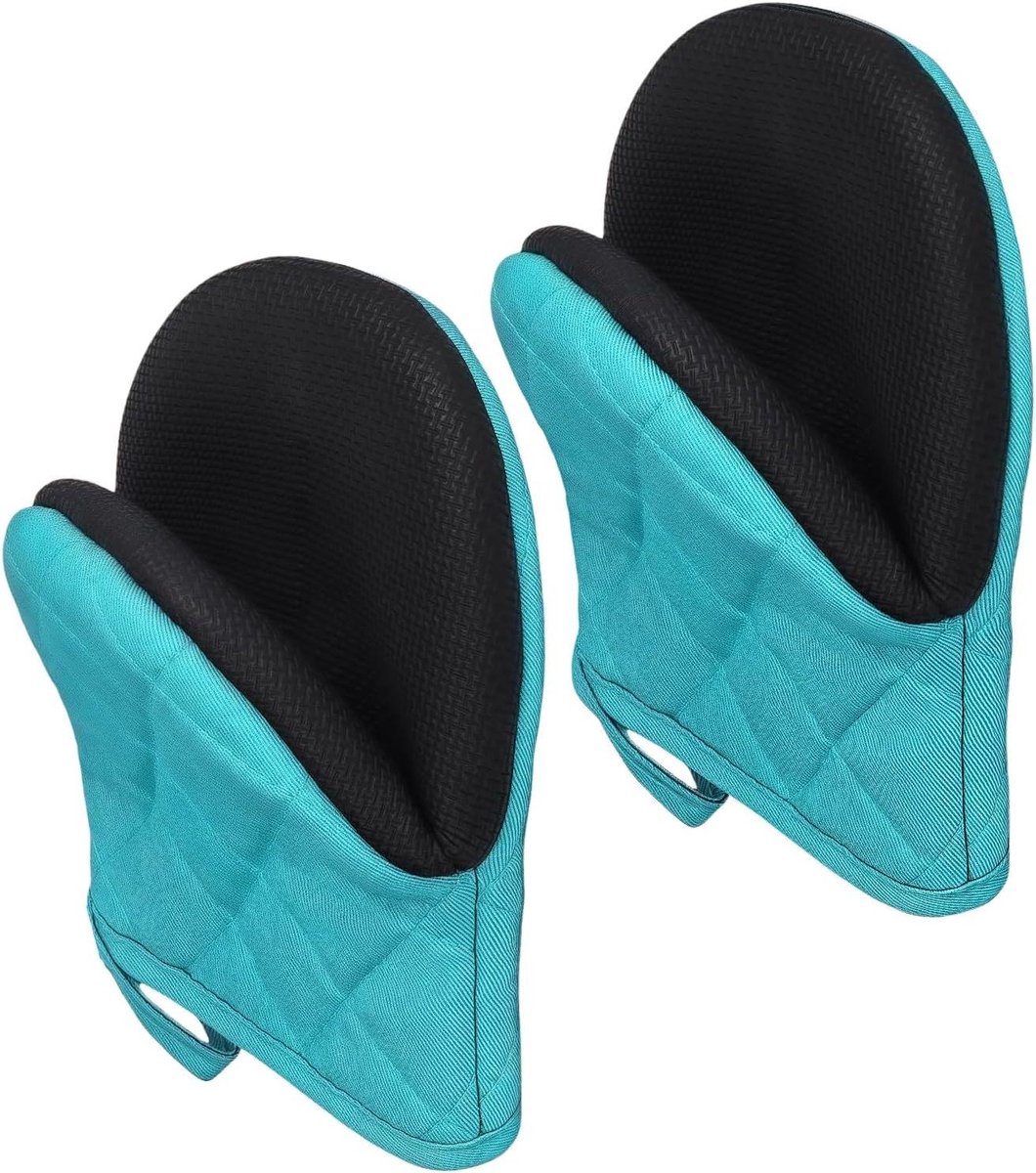 Ovenwanten - Hittebestendige handschoenen - Veilig koken - Antislip siliconen grip - 20 x 14.5 cm - Zwart