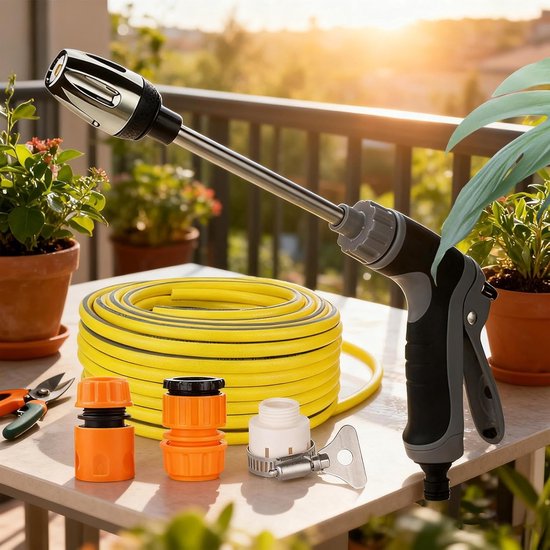 Hogedrukreiniger - Reinigingsmachine Tuin - Buitenshuis Schoonmaken - Instelbare Waterdruk - 9 meter sproeiafstand - Grijs — afbeelding 4