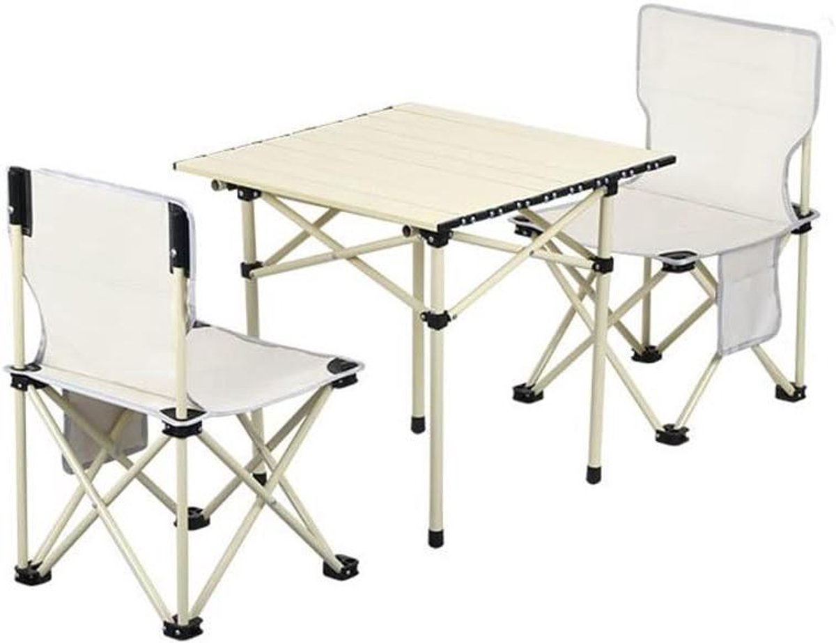 Opklapbare tafel stoel - Picknick set - Buiten dineren - X-vormige steun - 7 stuks - Grijs