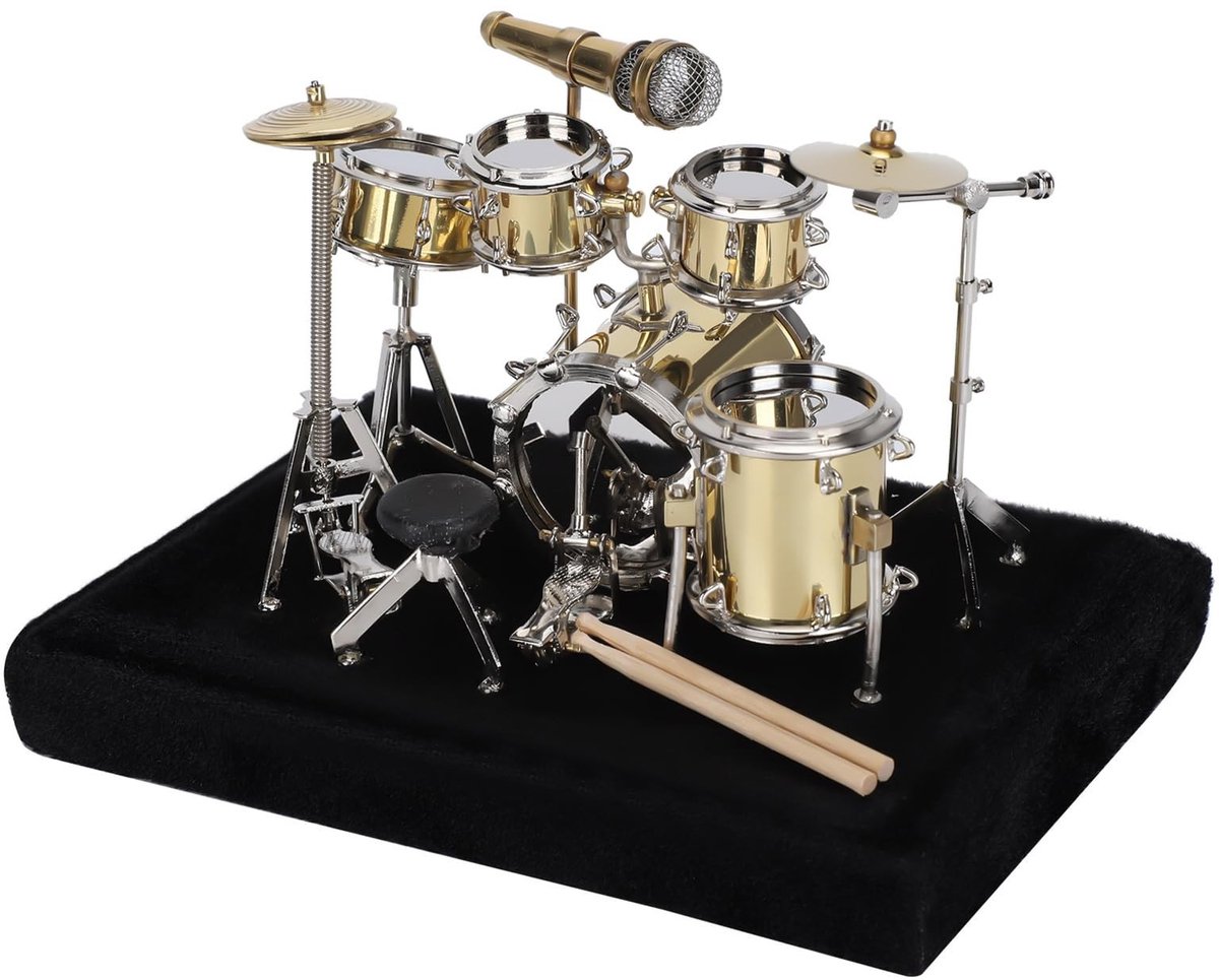 Dailygoods- Miniatuur Drum - Prachtige Decoratie - Mini-Drummodel - Cadeau - Metaal/Kunststof - Afmetingen 14 x 9,6 x 11 cm - Drum Ornament