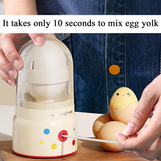 Draaibare eiermixer - Handmatige schudder - Keuken mengen - Ergonomische handgreep - 9x9x9 cm - Crèmekleurig — afbeelding 4