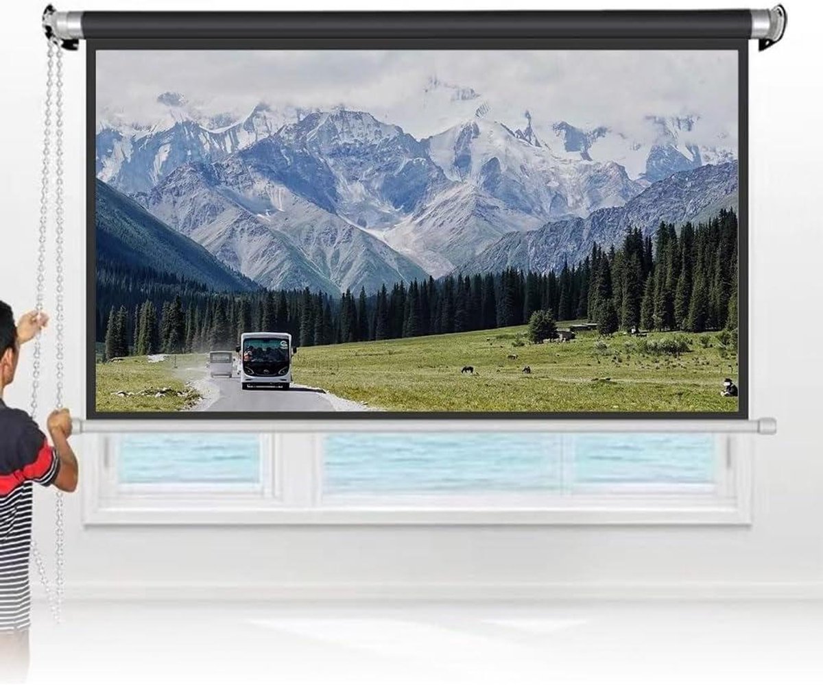 Projectiescherm - Filmscherm Uittrekbaar - Thuisbioscoop Presentaties - Handmatig Neerhaalbaar - 50 inch 4:3 - Wit