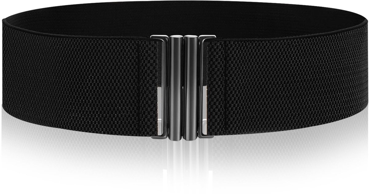 Dailygoods- Tailleriem - Brede Elastische Riem - Vintage Stretch Riem - Geschikt voor Jurken - Met Legering Gesp - Afmetingen 68x6.5 cm