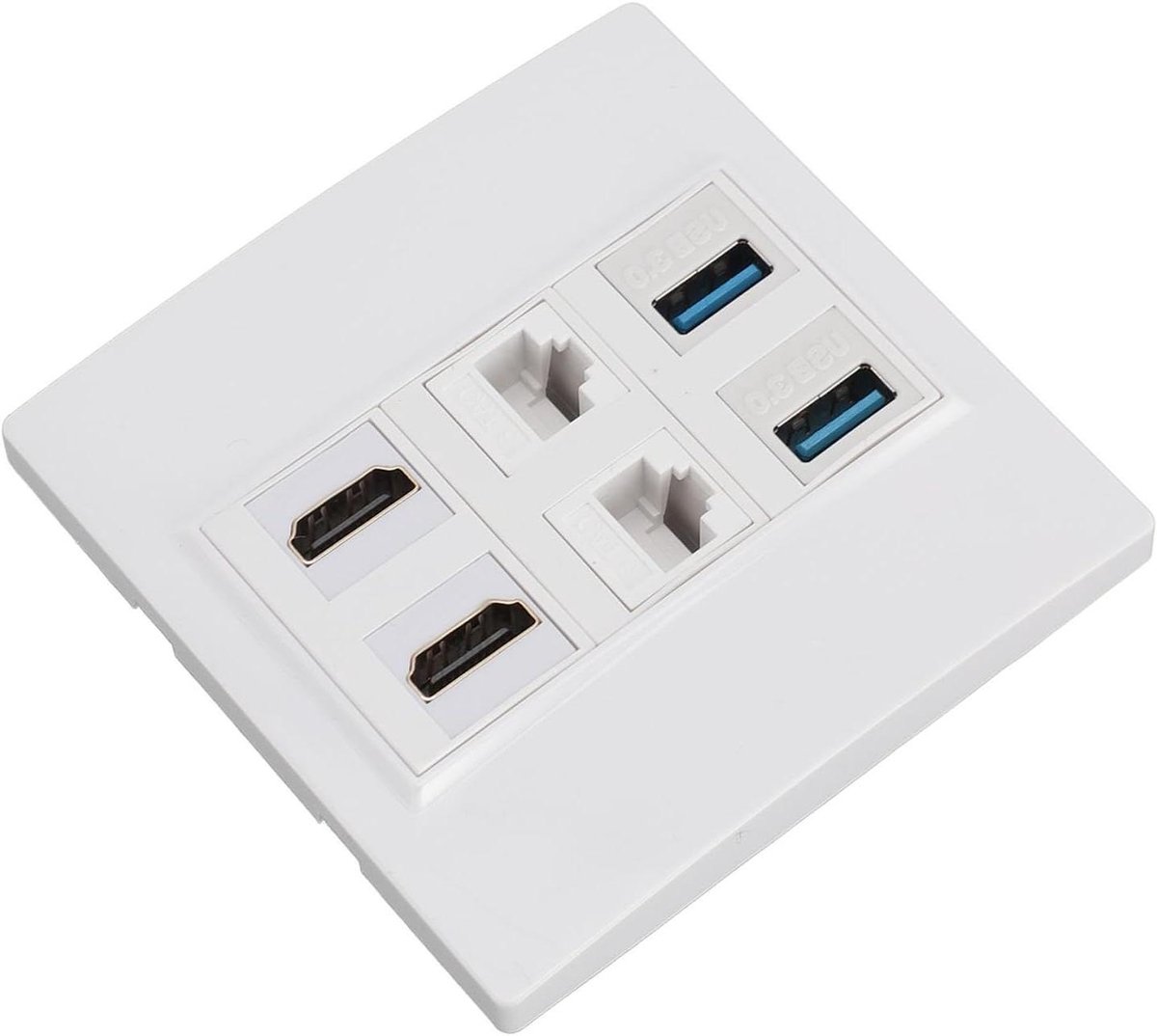Multimedia Wandplaat - Aansluitpaneel - Netwerk Aansluiten - 6 Poorten - 19 x 14 cm - Wit