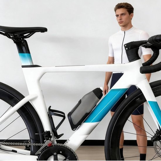 Fietsfles met Houder - Bidon Racefiets - Snel Hydrateren - Aerodynamisch Ontwerp - 600ml - Zwart — afbeelding 2