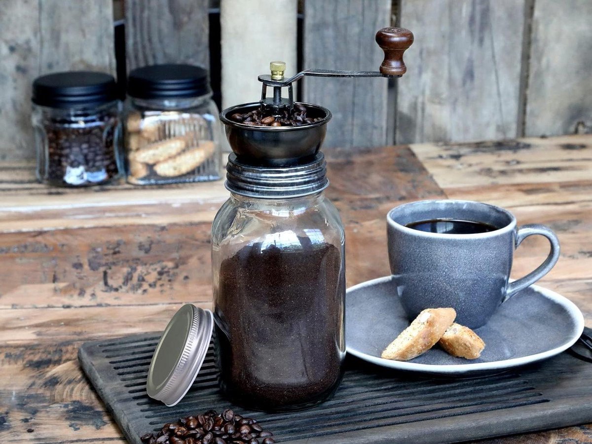 Handmatige Koffiemolen Koffie Molen Verse Koffie Groot Glazen Reservoir 1000 ml Roestvrij Staal