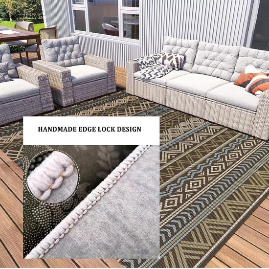 Vloerkleed voor buiten, groot, 200 x 300 cm, voor camper, groot, opvouwbaar, buiten, waterdicht, antislip, duurzaam, wasbaar, voor camping, picknick, tuin, terras, 200 x 300 cm — afbeelding 2