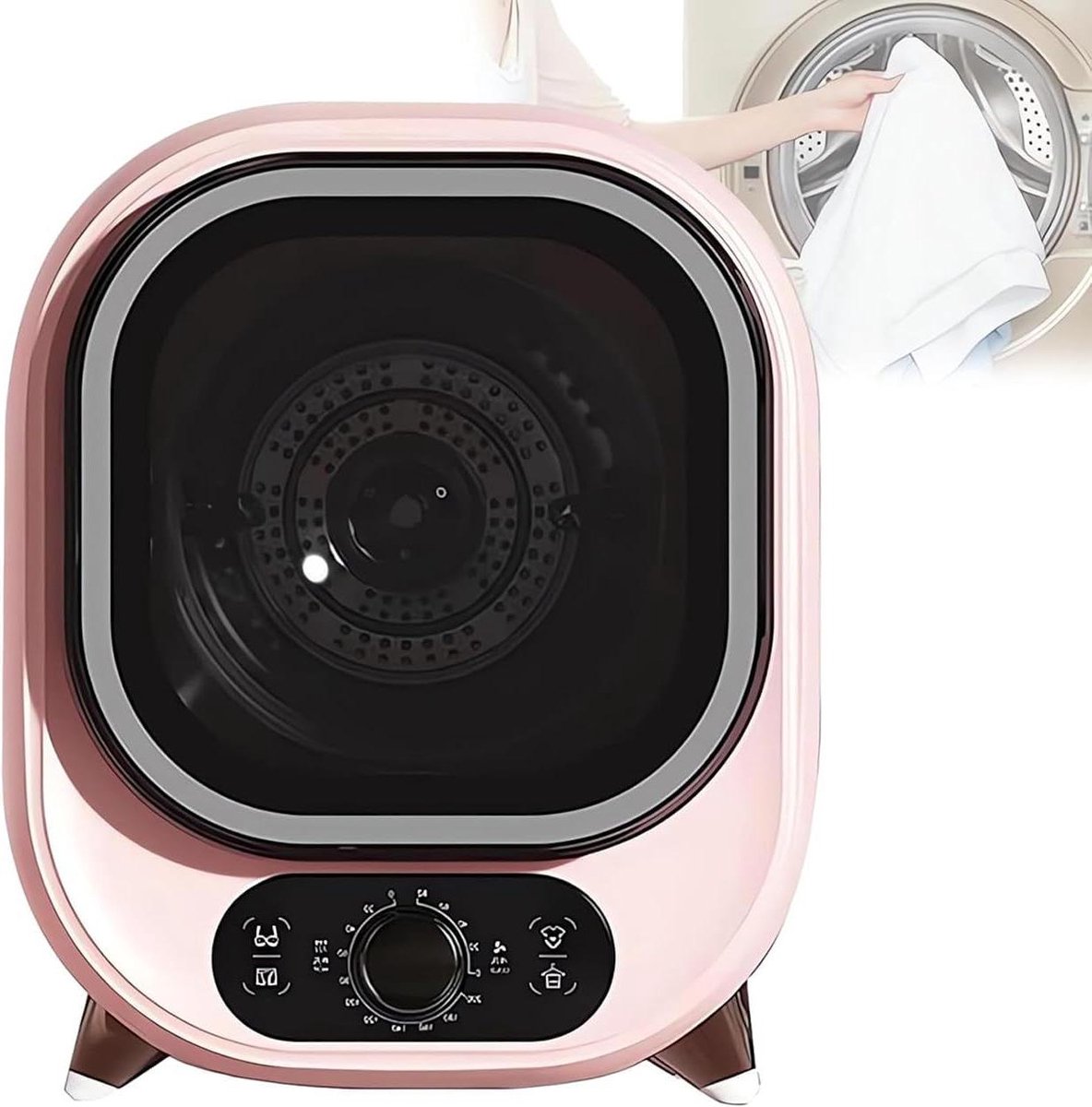 Compacte Wasdroger Mini Droger Kleding Drogen Roestvrijstalen Trommel 5.1 KG Capaciteit Roze