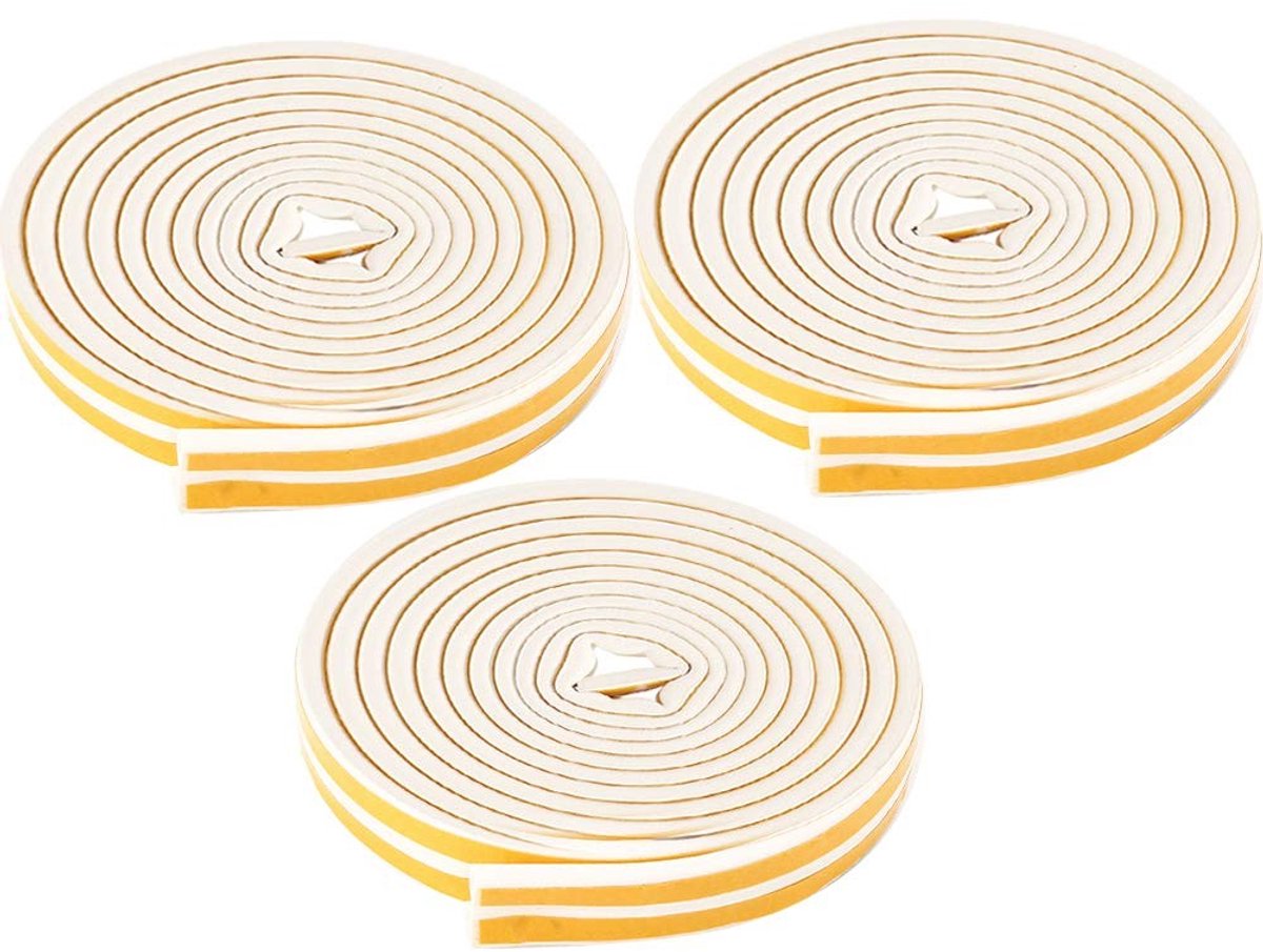 Dailygoods- Tochtstrip 3 Stuks - Waterdicht EPDM - Afdichtstrip 5 Meter - Slijtvast - Geluiddicht - Temperatuurweerstand 9x6mm