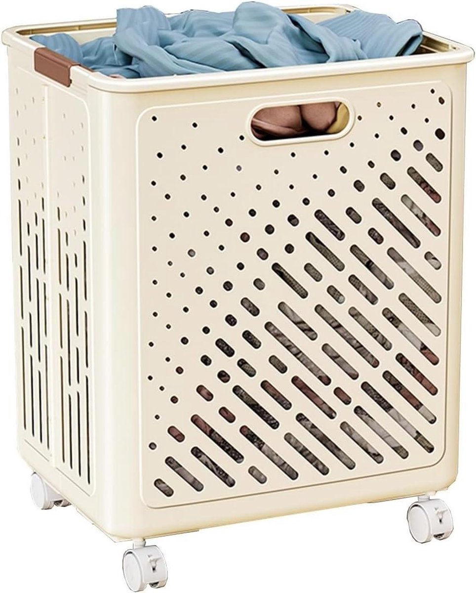 Wasmand op wielen Opvouwbare wassorteerder Kleding sorteren Opvouwbaar en draagbaar 38 x 21 x 50 cm