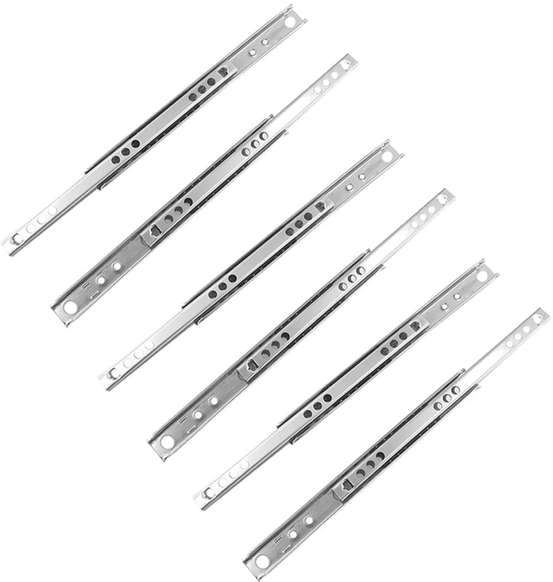 Dailygoods- Ladegeleider Bodemmontage - 17mm Breedte - Telescopisch - Hoogwaardige Kogelgelagerde - Volledig Uittrekbaar - Geschikt voor Meubels - Ladegeleiders
