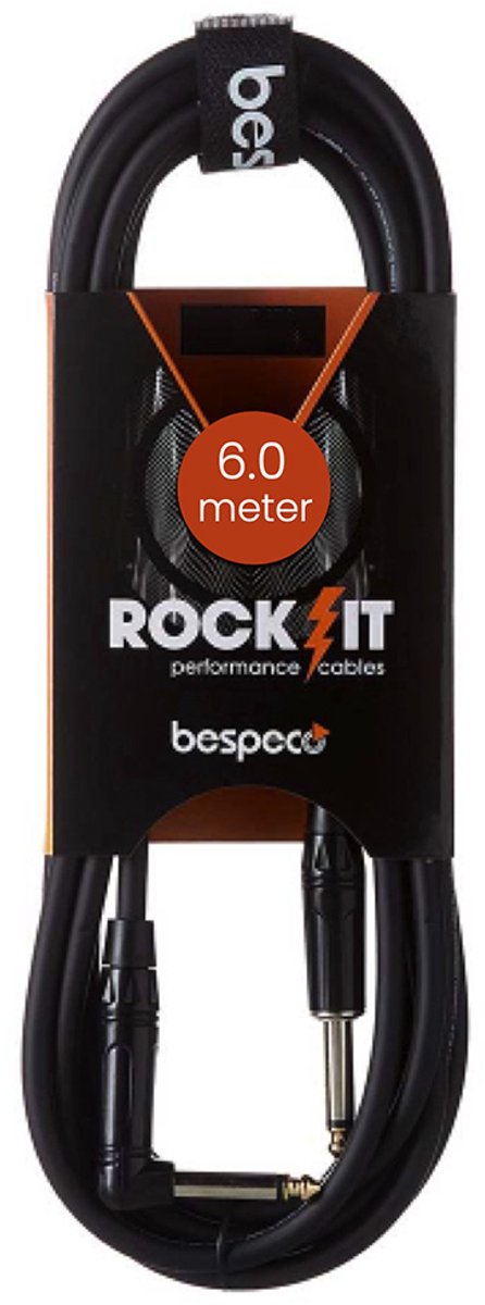 Bespeco RKJP600 Rock-It Series Gitaarkabel Recht / Haakse Connectoren 6 Meter